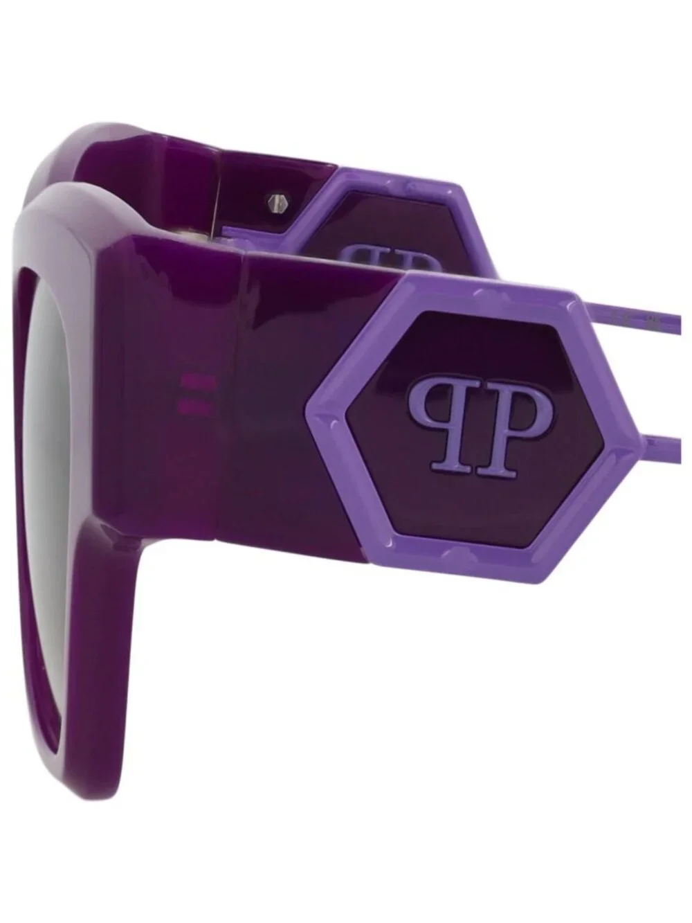 New Philipp Plein Women's Sunglasses Cat Eye Acetate Frame Violet Violet Smoke
